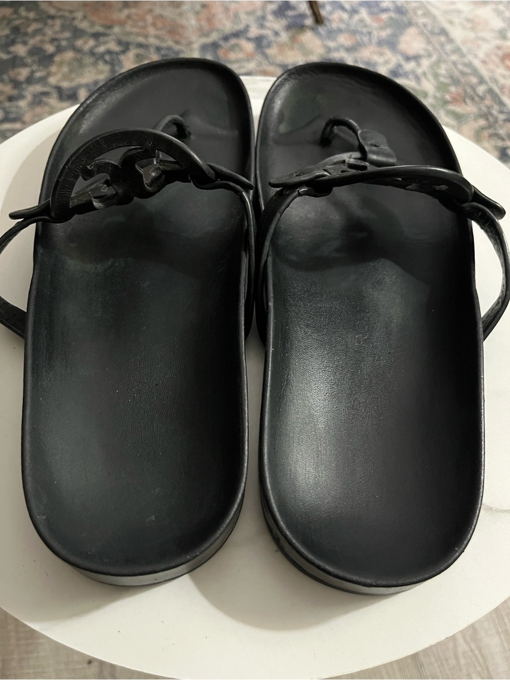 Tory Burch Black Miller Leather Sandals - Picture 11 of 12